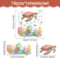 Vinilos decorativos de animales marinos en acuarela con tortugas corales y medusas - 30*30cm / Tema de Tortuga Marina (CT24Y11709T_T)