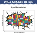 Specifiche dimensionali dell'adesivo murale 3D con blocchi colorati effetto muro rotto - 60x40cm / Motivo Mattoncini (11605AT_R)