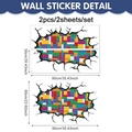 Dettaglio adesivo murale con dimensioni ed effetto 3D di mattoncini colorati per bambini - 90x60cm / Motivo Mattoncini (11605BT_R)