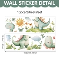 Set van 13 boho aquarel dinosaurus muurstickers voor decoratie van kinderkamers - Aquarel Dinosauriër Patroon (UV8CZW30027T_R) / 90*30cm*2pcs
