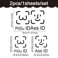 Detaillierte Größenübersicht für zwei lustige WC-Aufkleber aus PVC mit Text und Icons - Lustiges Logo (CT24Y11734T_T) / Wie abgebildet