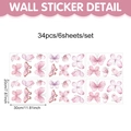 Set di 34 adesivi murali a farfalla rosa acquerello per decorazione camera da letto - Farfalla Rosa Acquerello