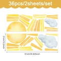 Boho Wandtattoo Set Sonne und Wolken für Kinderzimmer, 36 selbstklebende PVC-Aquarellsticker - 91*31cm*2pcs / Aquarell Sonne Wolken (UV24Y11722T_R)