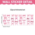 32-teiliges Set rosa Aquarell-Bogen-Wandaufkleber mit den Maßen 20x30cm pro Blatt - Rosa Aquarell Schleife Mix (CT8CZL60012J_T) / 20*30cm* (4 Blatt/Packung)