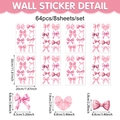 Rosa Wandaufkleber-Set im Boho-Stil mit 64 Aquarell-Schleifen für die Innendekoration - Rosa Schleife Deluxe Set (UV24Y11718T_T) / 20*30cm* (8 Blatt/Packung)