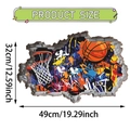 3D Basketball Wandtattoo mit Graffiti-Design und Wandbruch-Effekt, Maße 49x32 cm - 49x32cm / Basketball Stil (UV50403T_R)