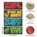 Neon style wooden game wall art set of 4 with motivational quotes and console graphics - 25*10*0.5cm / Neon Gaming Theme (M24Y50934_Q) / M24Y50934_Q