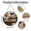 20cm Round wood welcome sunflower door sign with rustic daisy design and hanging rope - Daisy Welcome Style (Y24Y50928_Q) / Diameter 20cm