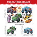 Adesivi murali 3D auto da corsa e monster truck, set di 19 decalcomanie per camera ragazzi - Stile Tema Racing (UV24Y11774T_R) / 60cmx40cm