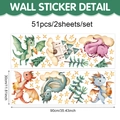 Watercolor dinosaur wall sticker set with 51 decals for cartoon kids bedroom decor - Standard Multiple Sheets / Dinosaur Wall Sticker Style