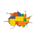 Adesivo murale 3D con effetto crepa realistica e motivi di mattoncini colorati - 45x30cm / Motivo Mattoncini (CT20393BT_R)