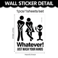 Lustiger WC-Aufkleber mit Silhouetten und Spruch Whatever Just Wash Your Hands - Humorvoller Toilettenslogan (CT24Y11726T_T) / Wie abgebildet