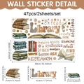 Stickers muraux bibliothèque aquarelle avec 47 livres vintage pour classe d'école - Style Livres de Bibliothèque (CT24Y11781T_R)