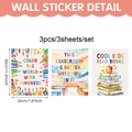 Set di 3 adesivi murali in PVC con matite e libri per decorazione aula scuola - 20x30cm 3-Pezzi / Stile Studio Matita (UV24Y11797T_T)