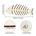 Wanddeko Fischgräten aus Holz 30cm Schild mit Maßen und Metallhaken-Details - Fischgräten-Stil / 30cmx12cmx0,5cm