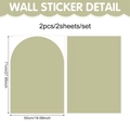 Vinilo decorativo de pared moderno Morandi verde oliva con arco geométrico de PVC - Juego de Arco y Rectángulo / Verde Salvia Morandi