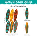 Set di 6 adesivi murali a forma di tavola da surf, decorazione PVC 60x30cm - Stile Tavola da Surf Hawaiiana (UV24Y11803T_R) / 60*30cm