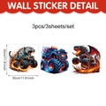 Detail view of 3pcs dinosaur monster truck wall stickers in 30x30cm size for kids room - 30*30cm*3pcs / Leopard Monster Illustration (UV24Y11824T_T)