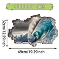 Vinilo decorativo 3D surf océano de PVC efecto pared rota medidas de 49x32 cm - Deporte de Surf en las Olas (UV50378T_R)