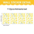 Watercolor lemon wall stickers with green leaves, 4 sheets PVC set for home decoration - 20*30cm / Lemon Leaf Style (4 Sheets)