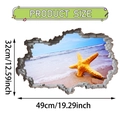 Vinilo decorativo 3D playa con estrella de mar, medida 32x49cm para el hogar - Estrella de Mar y Olas Azules (UV50380T_R)