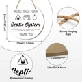 Detail showing 0.5cm wood thickness and durable jute rope on septic system sign - Blue Instruction Style A (M24Y50948A_Q)