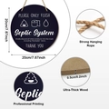 Detail of 20cm round wooden bathroom sign with rustic hanging rope and 0.5cm thickness - Blue Instruction Style C (M24Y50948C_Q)