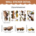 Stickers muraux véhicules de chantier pour chambre garçon avec pelleteuses et camions - 20*30cm*4 Feuilles / Ensemble de Construction A