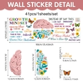 Growth mindset PVC wall decals with brain and flower design for school decor, 90x30cm - 90*30cm / Growth Mindset Brain Flower Style (CT24Y11866T_R)
