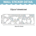 Detail view of 53pcs black and white cat wall stickers set measuring 90x30cm - 90x30cm / White Cat Floral Style (UV8CZW30089T_R)