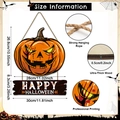 Detailed dimensions of Halloween wooden pumpkin sign with Happy Halloween hanging plaque - As Shown (Poplar) / Y24Y50950_Q