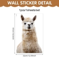 Detail view of 3D alpaca wall sticker made of PVC material measuring 47cm by 32cm - Alpaca Style / 47x32cm
