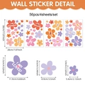 Detail von 56 bunten Gänseblümchen-Wandstickern mit Zitaten und Größenangaben im Set - Buntes Inspirierendes Floral / 20*30cm*4pcs
