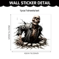 Dettaglio adesivo murale scheletro 3D Halloween con dimensioni 42x39cm - Stile Scheletro Realistico Crepe (CT24Y11889T_R)