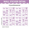 Set of 61 purple bow wall decals in various patterns for home cabinet and window decoration - 20*30cm / Purple Bow Tie (UV24Y12008T_T)