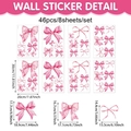 Pink watercolor bow wall stickers set with 46 pieces for cabinet and room decor - 20*30cm / Pink Watercolor Bow Tie (UV24Y11805T_T)