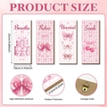 Pink bohemian wooden wall decor set of 4 with relax quotes for bedroom and nursery - Pink Quotes Bow Style (M24Y51016_Q)