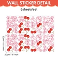 8 sheets of cute PVC stickers with pink bows and cherries for home wall decoration - 20*30cm / Cherry Bow Tie Heart (UV24Y11687T_T)