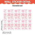 Pink bow wall sticker set with 8 sheets featuring plaid and polka dot patterns - 20*30cm / Pink Textured Bow Tie (UV24Y11164T_T)