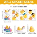 51pz adesivi murali papera gialla per bagno cameretta bimbi con bolle e sottomarino - Set di adesivi / Giallo