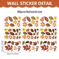 Set of 9 sheets with 96 autumn maple leaves PVC window decals for Thanksgiving decor - UV24Y12038S_T (9 Sheets Set/Electrostatic) / 20*30cm