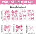 Pink watercolor bow wall stickers set with 23 pieces on 4 sheets for home decoration - 20*30cm / Pink Hand-painted Bow Tie (UV24Y11760T_T)