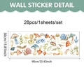 Detailansicht der 28 Aquarell-Pilz- und Schnecken-Wandsticker aus PVC mit Maßen - Pilz Schnecke Aquarell Stil (UV8CZW30140T_R)