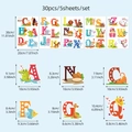 Detailed view of 5-sheet set featuring 26 cartoon animal alphabet wall stickers and dimensions - Cartoon Animal Alphabet (CT8W1054J_T) / Large Sheet