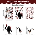 Halloween PVC window decals featuring spooky silhouettes and bloody handprints decorations - UV24Y12081S_R / 60*40cm*3pcs