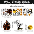 Set adhesivos Halloween con calabaza castillo y bruja en colores negro y naranja - UV24Y12078S_T / 27*21cm*3pcs