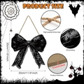 Gothic Halloween welcome sign with black bow and lace print on wood, 30cm wall decor - M24Y51051_O / 30*30*0.5cm