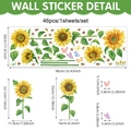 Selbstklebende Sonnenblumen Wandtattoo Set mit 46 PVC Aufklebern für das Wohnzimmer - 90*30cm / Sonnenblumenmuster (UV24Y12152T_R)
