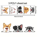 Detailweergave van 5 cartoon puppy muurstickers met duidelijke afmetingen van 90x25cm per set - 90*25cm / Cartoon Hond Peeking Patroon (UV8ZWL80010T_R)