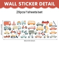 Cartoon vehicle wall stickers for boys room decor featuring fire trucks and excavators - Cartoon Vehicles (UV25Y20003T_R) / 90*30cm